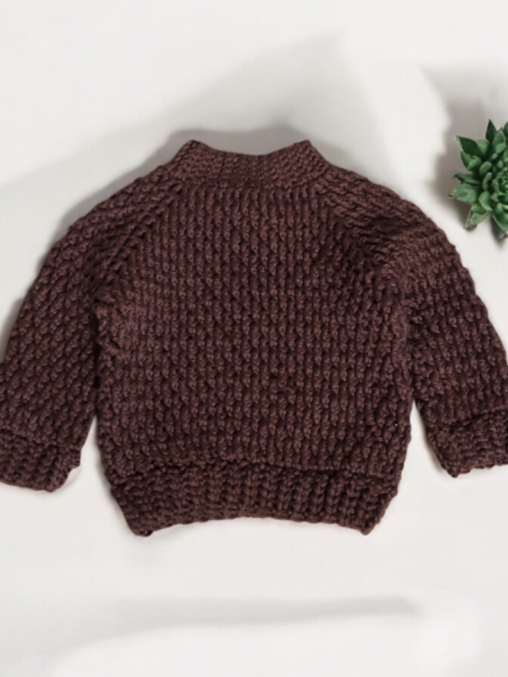 Handmade Baby Gender Neutral Brown CrewNeck Pullover Sweater 3-6 Months
